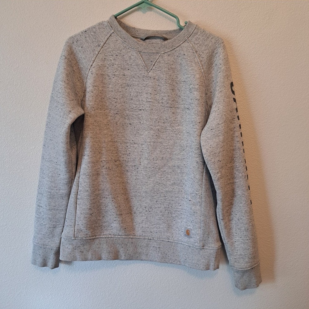 Carhartt Womens Relaxed Fit Graphic Sleeve Sweatshirt Gray Marl 104410 M 8-10